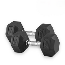 Cargar imagen en el visor de la galería, Mancuernas Hexagonales de Caucho 30kg (Par)