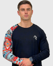 Cargar imagen en el visor de la galería, POLERA RAGLAN MANGA LARGA ANDINO NEGRA