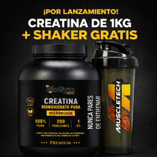 Cargar imagen en el visor de la galería, CREATINA MONOHIDRATO 1KG BIOGYM + SHAKER GRATIS | 200 PORCIONES (HASTA 6,6 MESES)