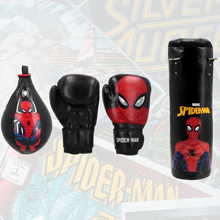Cargar imagen en el visor de la galería, kit spiderman guantes + pera + saco de boxeo