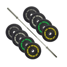 Cargar imagen en el visor de la galería, Pack 170 Libras Discos Cumb Bumper Plates +Barra Training 20kg HWM | HWM