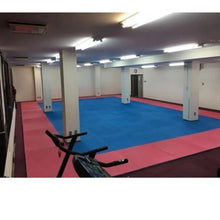 Cargar imagen en el visor de la galería, Tatami - Piso de Goma Eva Mat Azul/Rojo Puzzle C/Borde 100x100cm 25mm (Unidad)