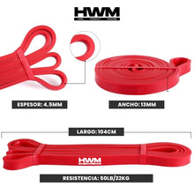 Cargar imagen en el visor de la galería, Banda De Resistencia 13 mm 11.3kg | HWM | power band - calistenia crossfit