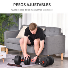 Cargar imagen en el visor de la galería, set mancuernas de 20kg con barra extensora
