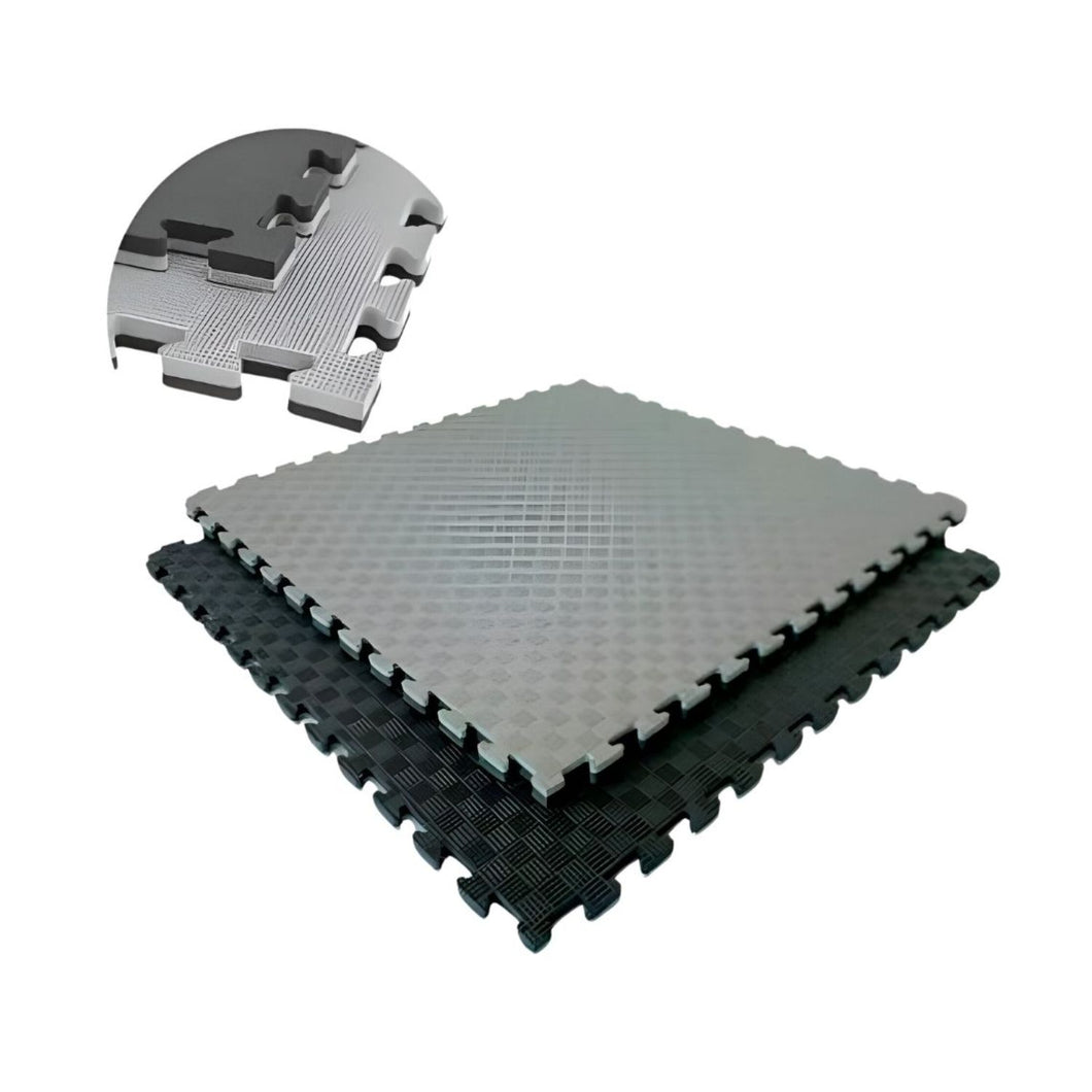 Tatami - Piso de Goma Eva Mat Negro/Gris Puzzle C/Borde 100x100cm 20mm (Unidad)