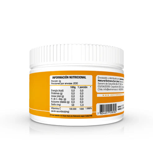 Vitamina C polvo 200g Extremo Sur