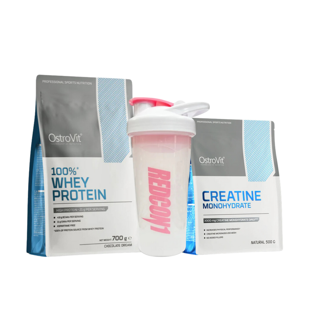 PACK OSTROVIT CREATINA 500G + PROTEINA 700G + SHAKER