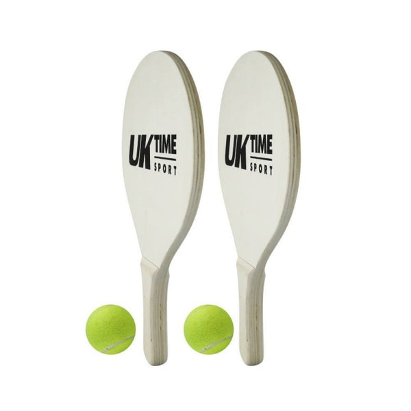 Paleta De Playa Madera con 2 Pelotas De Tenis