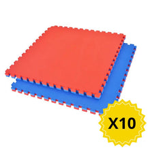 Cargar imagen en el visor de la galería, Tatamis - Piso de Goma Eva Mat Azul/Rojo Puzzle C/Borde 100x100cm 25mm ( 10 Unidades)
